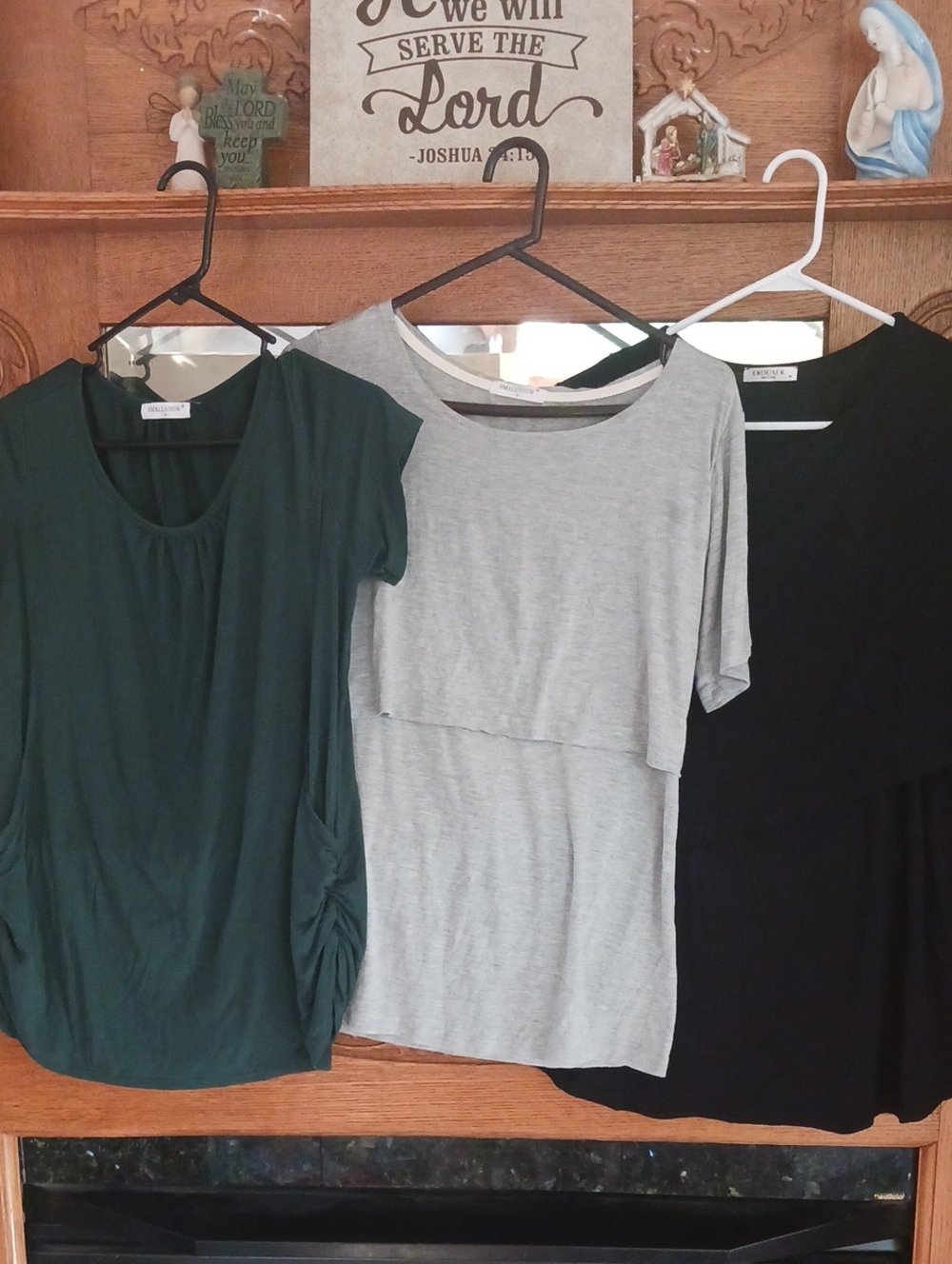 3 | Nursing Soft Layered Short-Sleeve Tees - Grey, Forest Green & Black